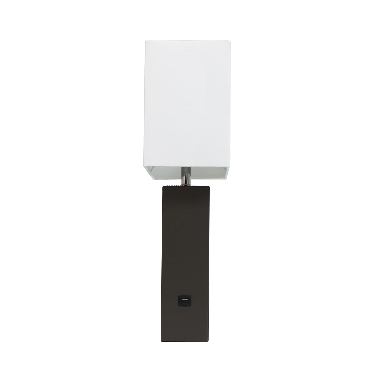 All The Rages Lalia Home Lexington 21" Black Leather Base Modern Home Décor Bedside Table Lamp With USB Charging Port