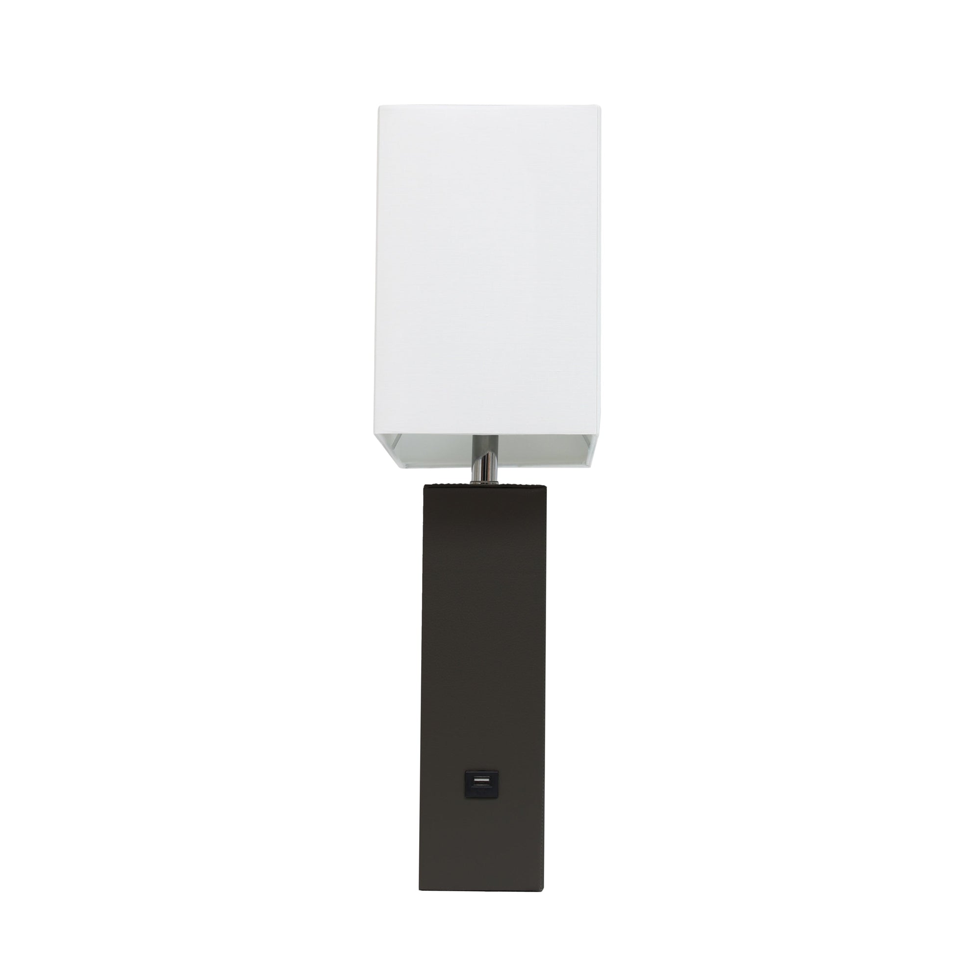All The Rages Lalia Home Lexington 21" Black Leather Base Modern Home Décor Bedside Table Lamp With USB Charging Port
