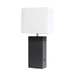 All The Rages Lalia Home Lexington 21" Black Leather Base Modern Home Décor Bedside Table Lamp With USB Charging Port
