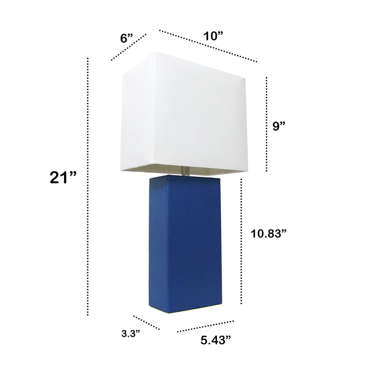 All The Rages Lalia Home Lexington 21" Blue Leather Base Modern Home Bedside Table Lamp