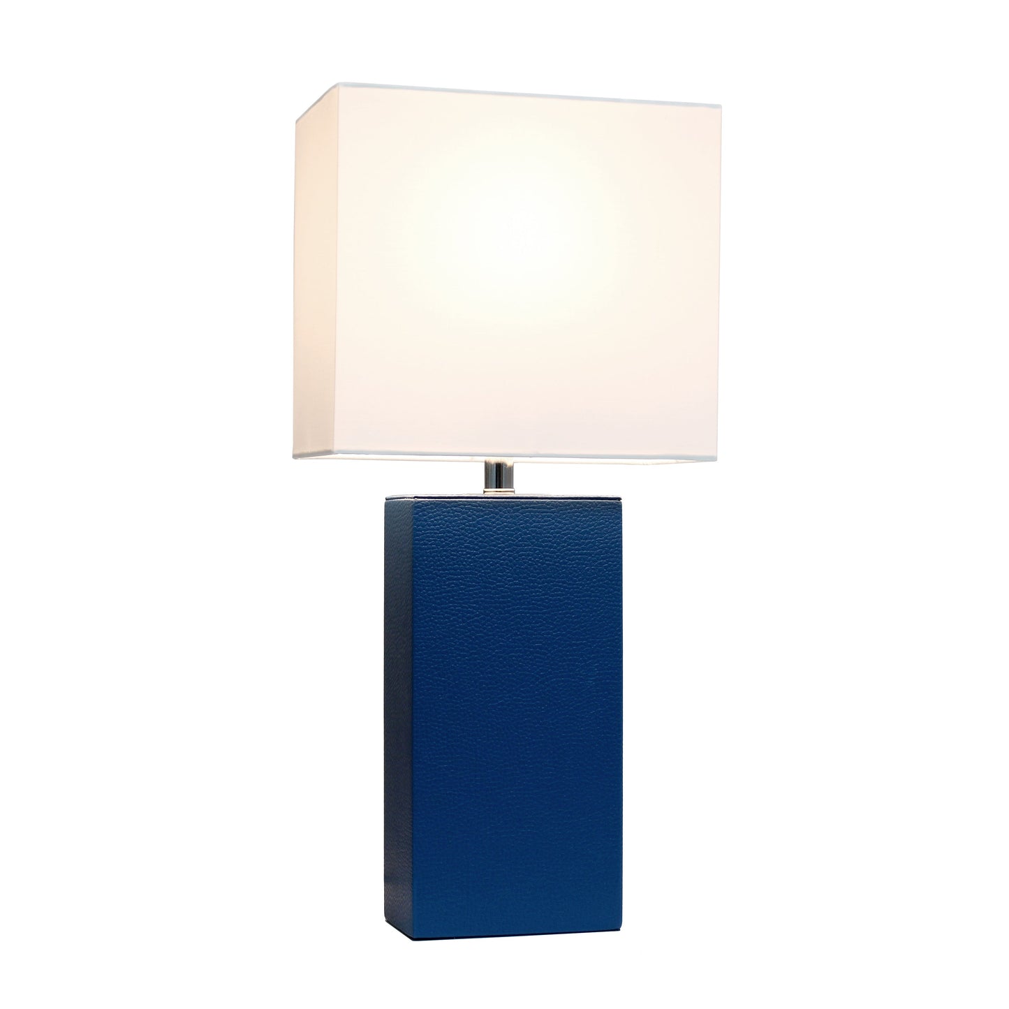 All The Rages Lalia Home Lexington 21" Blue Leather Base Modern Home Bedside Table Lamp