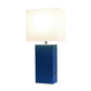 All The Rages Lalia Home Lexington 21" Blue Leather Base Modern Home Décor Bedside Table Lamp With USB Charging Port