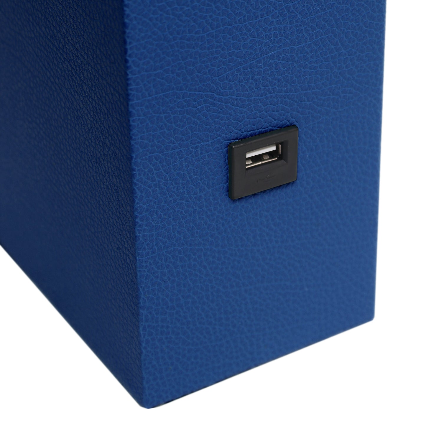 All The Rages Lalia Home Lexington 21" Blue Leather Base Modern Home Décor Bedside Table Lamp With USB Charging Port
