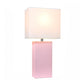All The Rages Lalia Home Lexington 21" Blush Pink Leather Base Modern Home Bedside Table Lamp