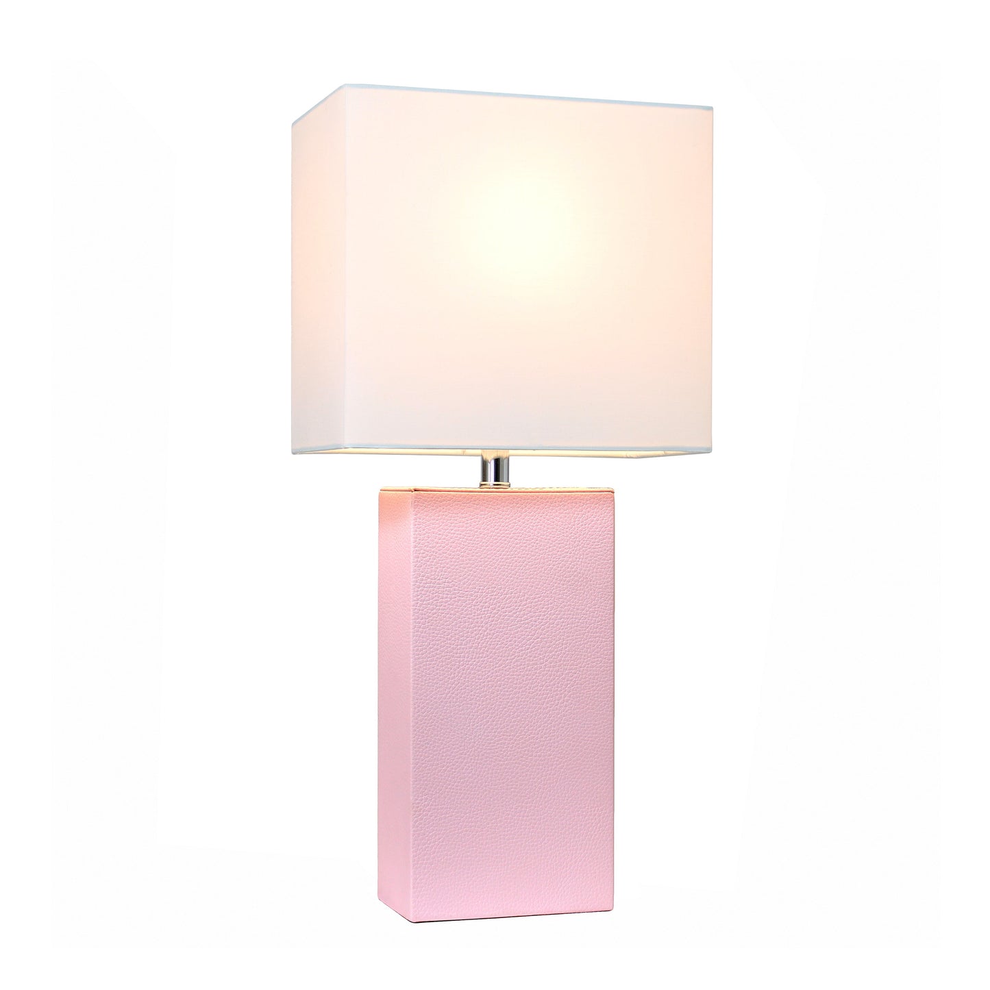 All The Rages Lalia Home Lexington 21" Blush Pink Leather Base Modern Home Bedside Table Lamp