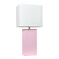 All The Rages Lalia Home Lexington 21" Blush Pink Leather Base Modern Home Bedside Table Lamp