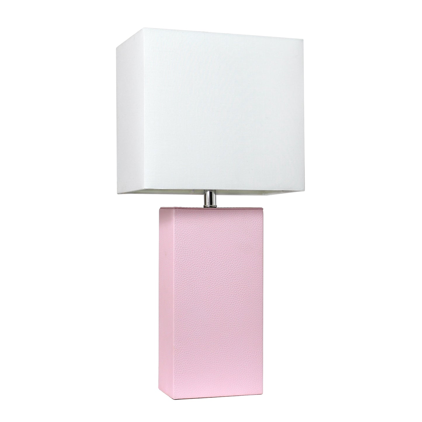 All The Rages Lalia Home Lexington 21" Blush Pink Leather Base Modern Home Bedside Table Lamp