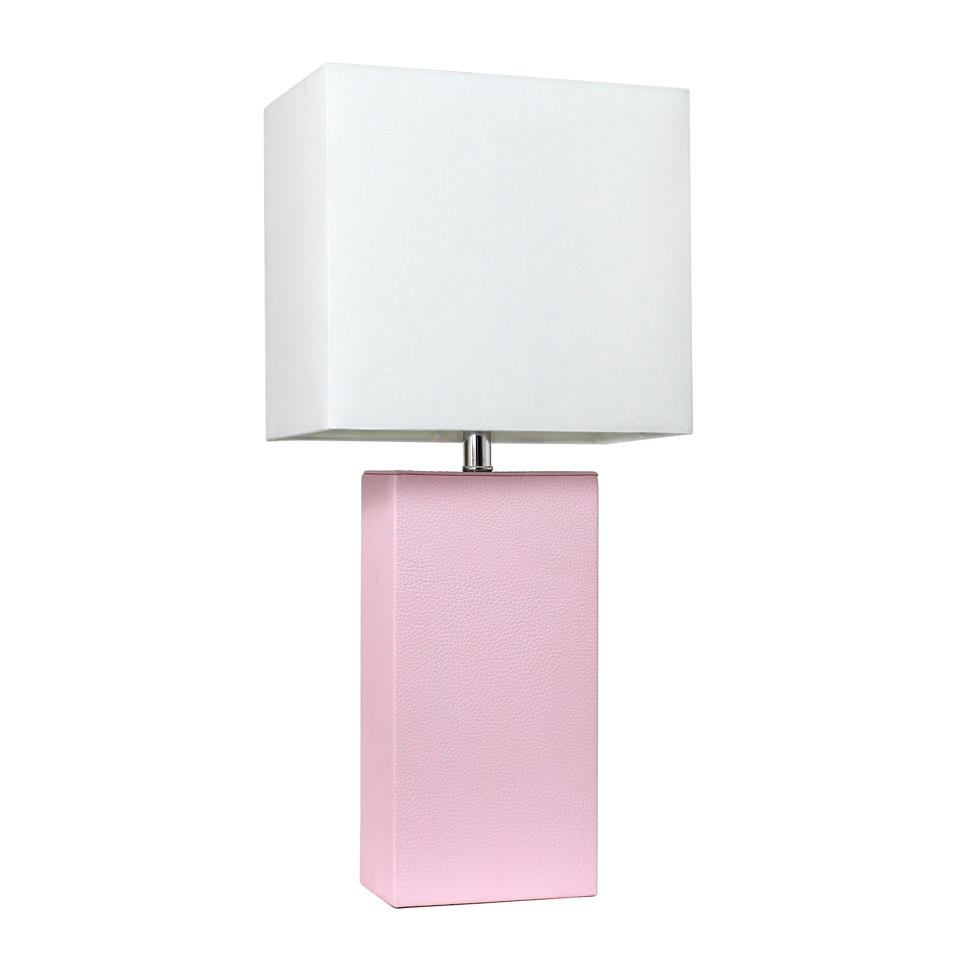 All The Rages Lalia Home Lexington 21" Blush Pink Leather Base Modern Home Bedside Table Lamp