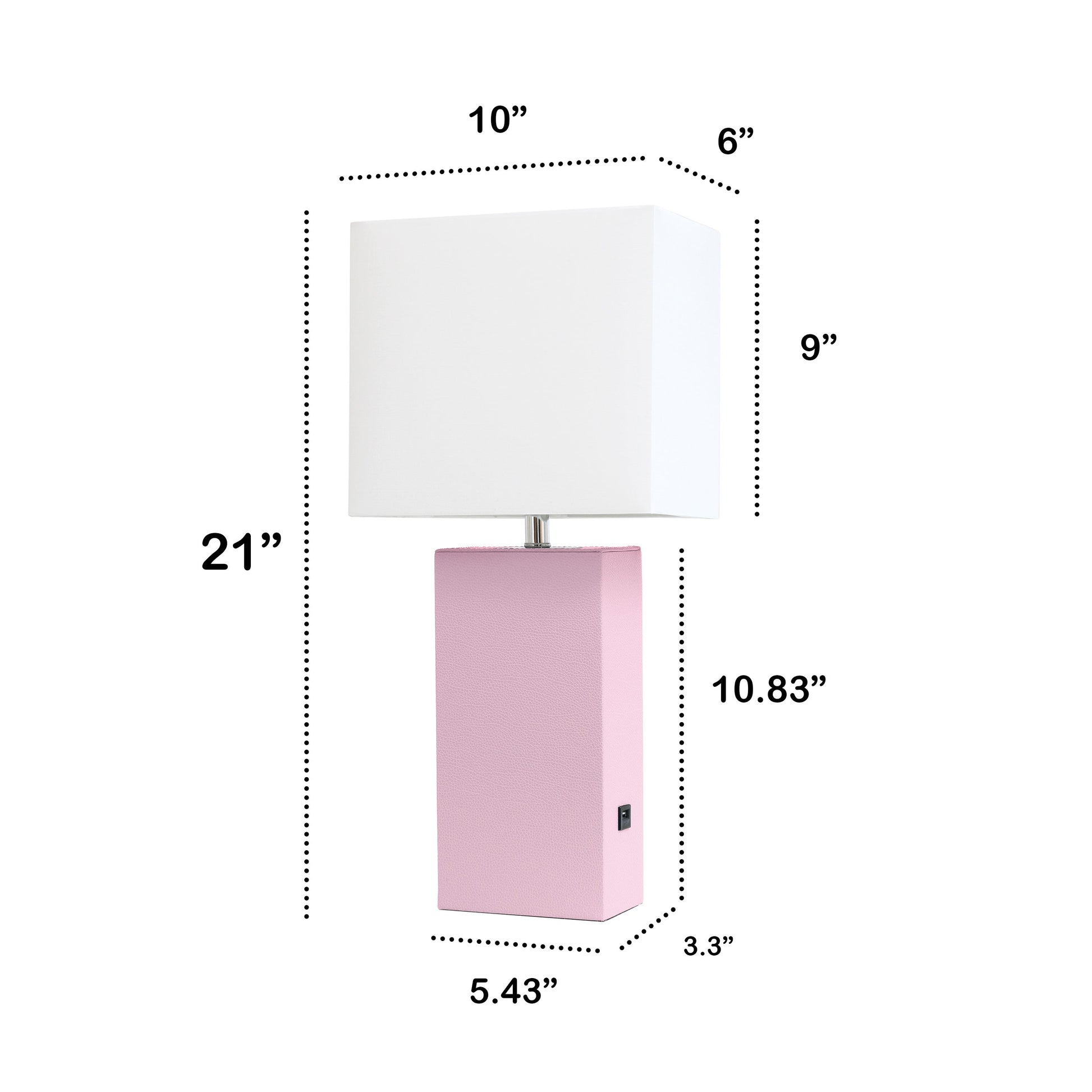 All The Rages Lalia Home Lexington 21" Blush Pink Leather Base Modern Home Décor Bedside Table Lamp With USB Charging Port
