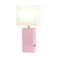 All The Rages Lalia Home Lexington 21" Blush Pink Leather Base Modern Home Décor Bedside Table Lamp With USB Charging Port
