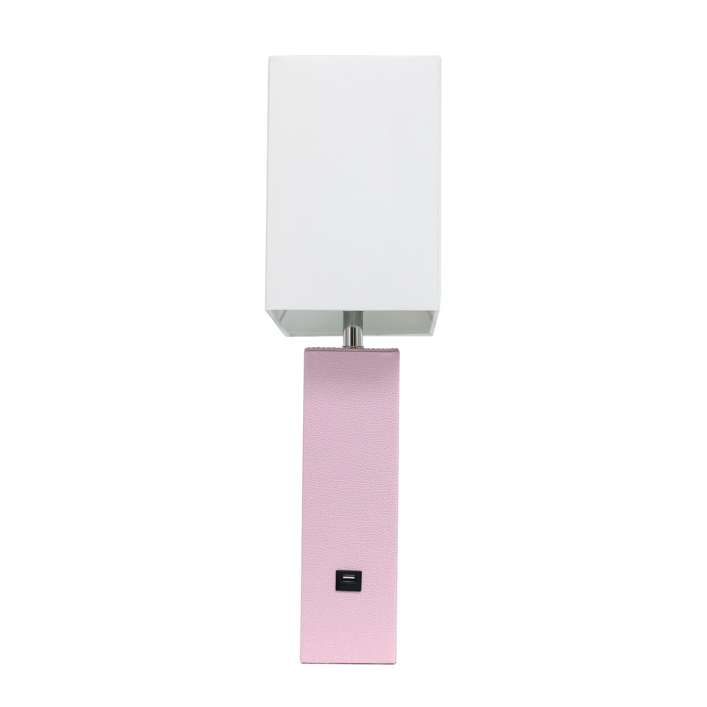 All The Rages Lalia Home Lexington 21" Blush Pink Leather Base Modern Home Décor Bedside Table Lamp With USB Charging Port