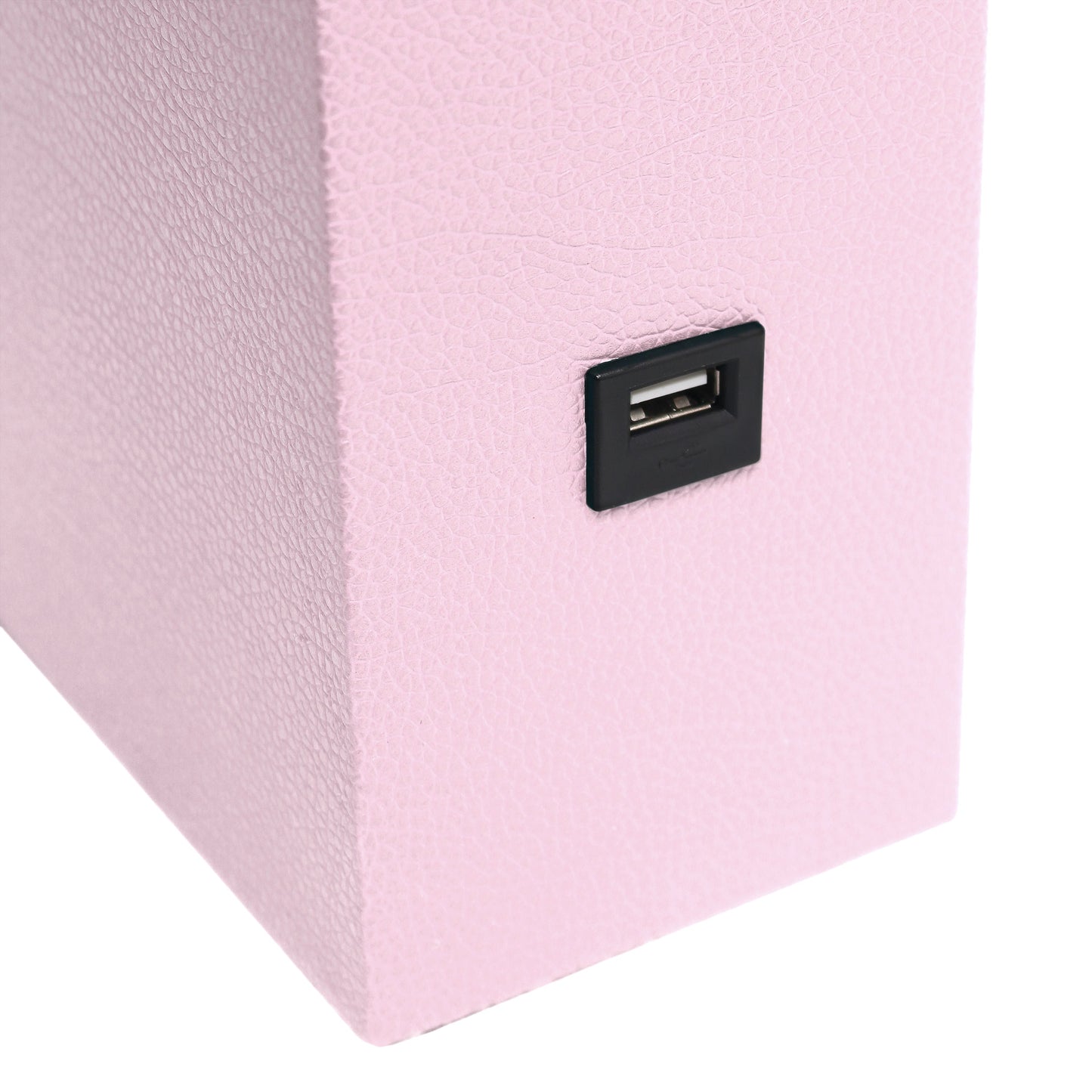 All The Rages Lalia Home Lexington 21" Blush Pink Leather Base Modern Home Décor Bedside Table Lamp With USB Charging Port