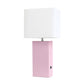 All The Rages Lalia Home Lexington 21" Blush Pink Leather Base Modern Home Décor Bedside Table Lamp With USB Charging Port