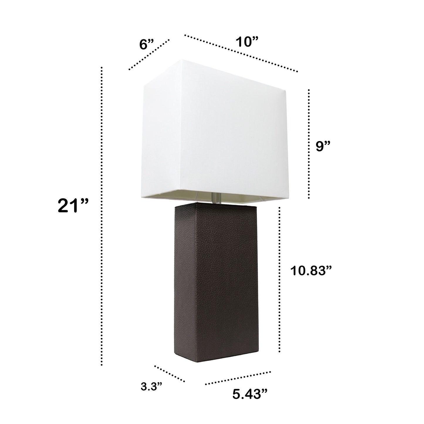 All The Rages Lalia Home Lexington 21" Espresso Brown Leather Base Modern Home Bedside Table Lamp