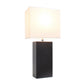 All The Rages Lalia Home Lexington 21" Espresso Brown Leather Base Modern Home Bedside Table Lamp