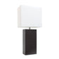 All The Rages Lalia Home Lexington 21" Espresso Brown Leather Base Modern Home Bedside Table Lamp