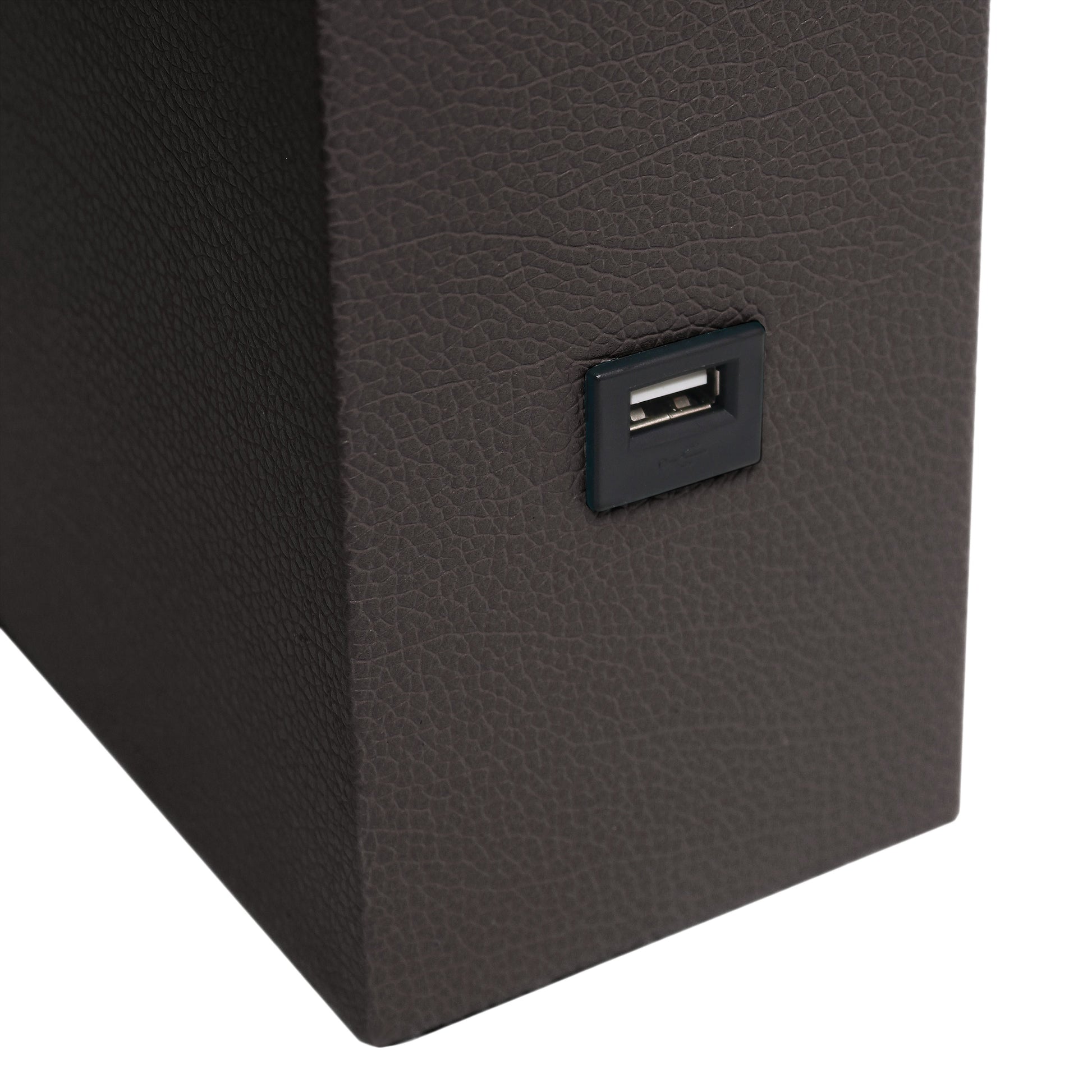 All The Rages Lalia Home Lexington 21" Espresso Brown Leather Base Modern Home Décor Bedside Table Lamp With USB Charging Port