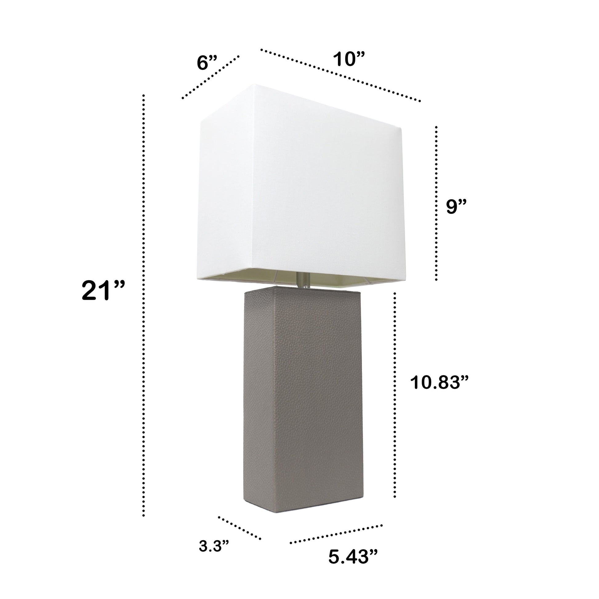 All The Rages Lalia Home Lexington 21" Gray Leather Base Modern Home Bedside Table Lamp