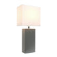 All The Rages Lalia Home Lexington 21" Gray Leather Base Modern Home Bedside Table Lamp