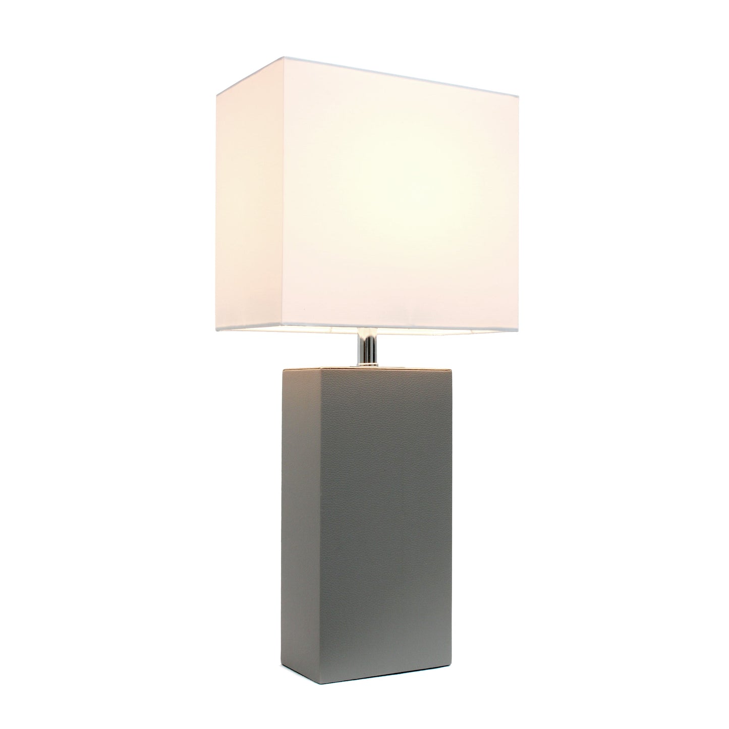All The Rages Lalia Home Lexington 21" Gray Leather Base Modern Home Bedside Table Lamp
