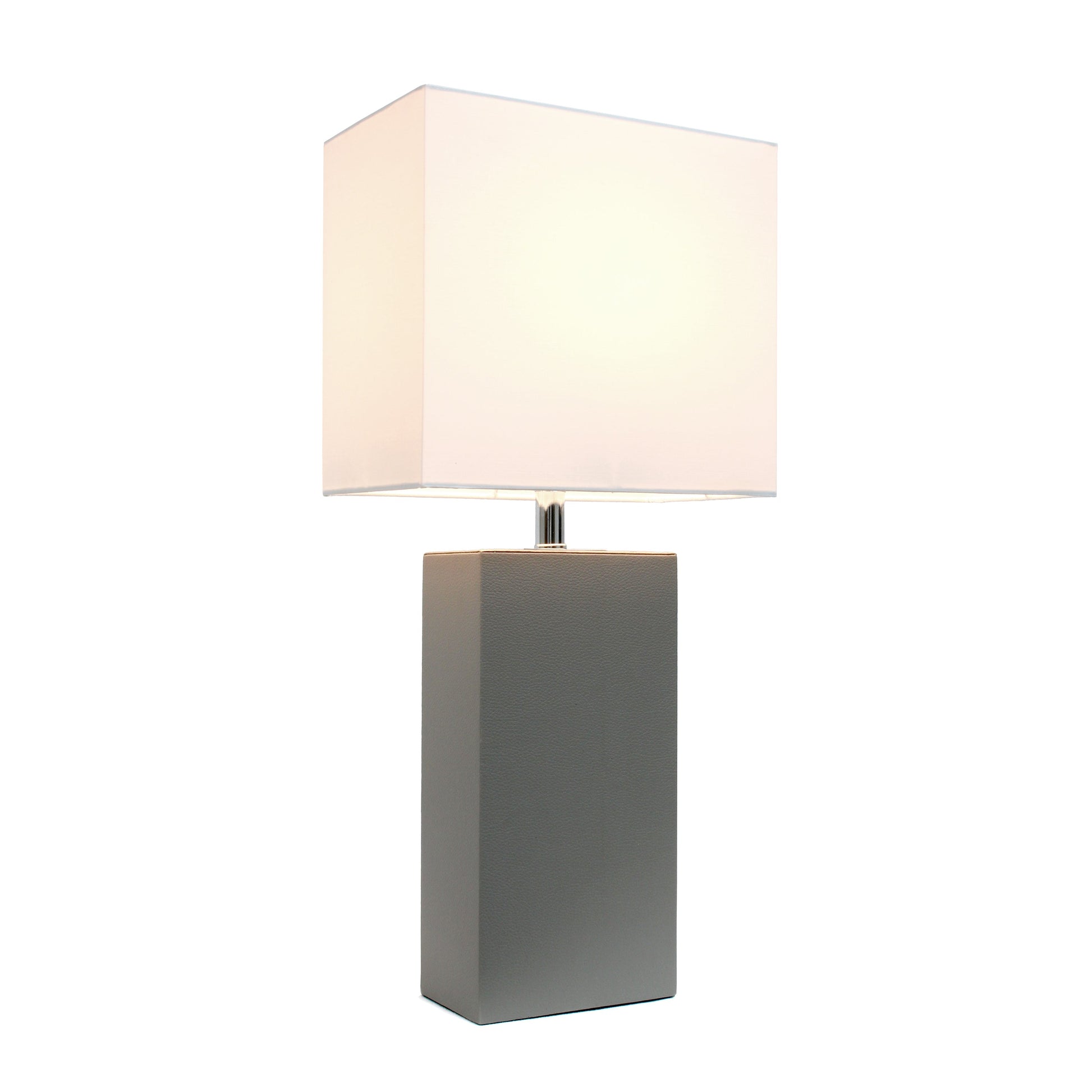 All The Rages Lalia Home Lexington 21" Gray Leather Base Modern Home Bedside Table Lamp
