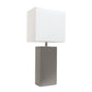 All The Rages Lalia Home Lexington 21" Gray Leather Base Modern Home Bedside Table Lamp