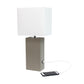 All The Rages Lalia Home Lexington 21" Gray Leather Base Modern Home Décor Bedside Table Lamp With USB Charging Port