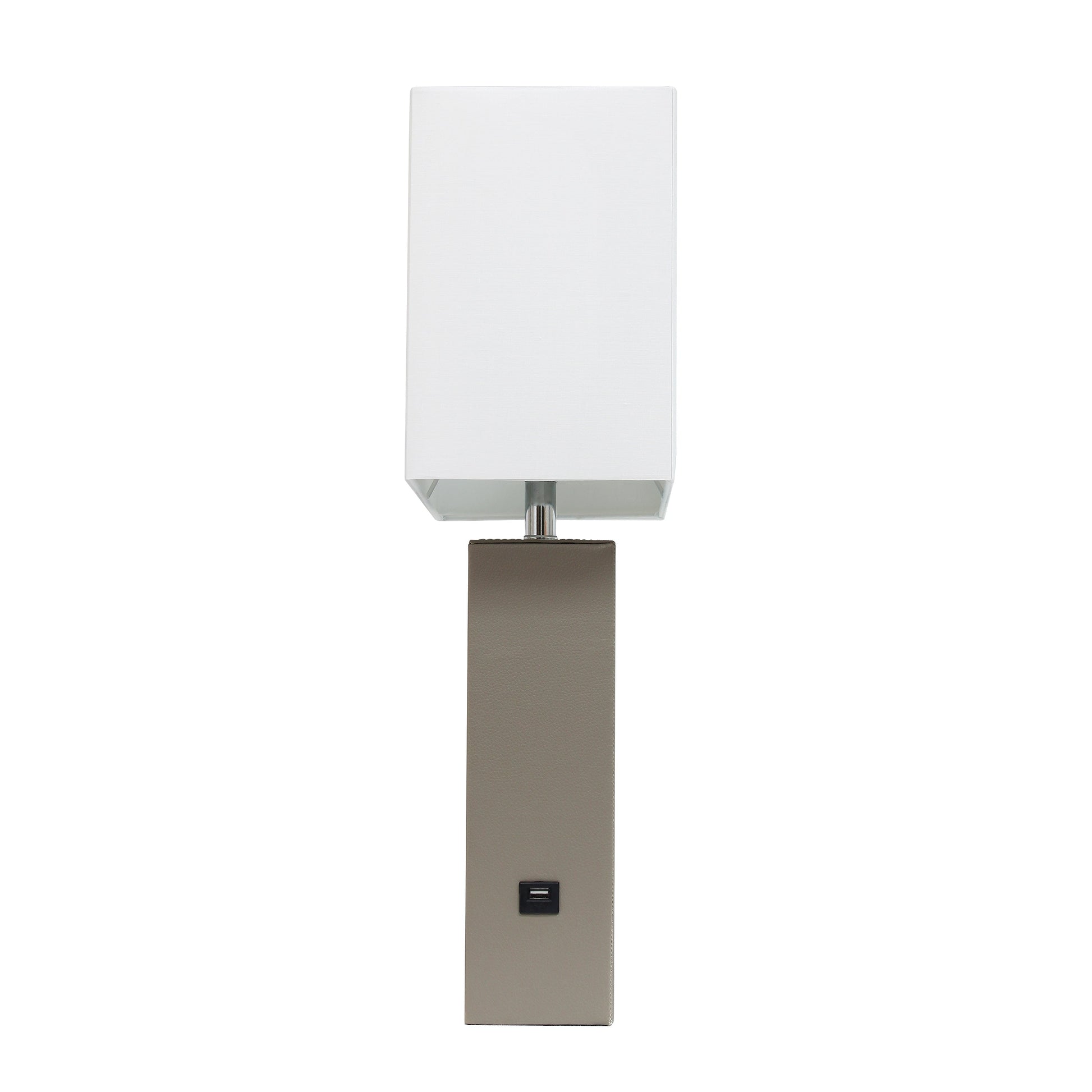 All The Rages Lalia Home Lexington 21" Gray Leather Base Modern Home Décor Bedside Table Lamp With USB Charging Port