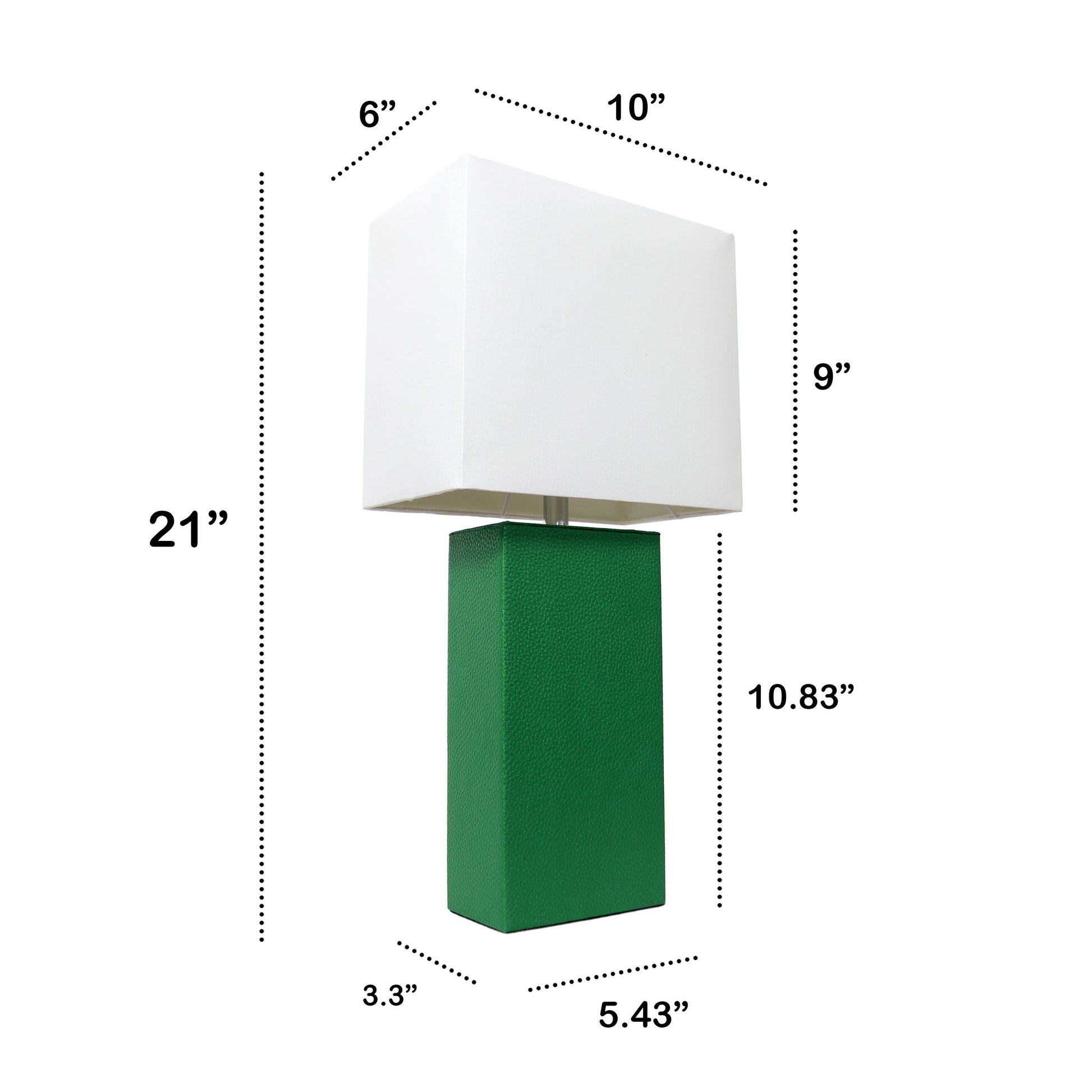 All The Rages Lalia Home Lexington 21" Green Leather Base Modern Home Bedside Table Lamp