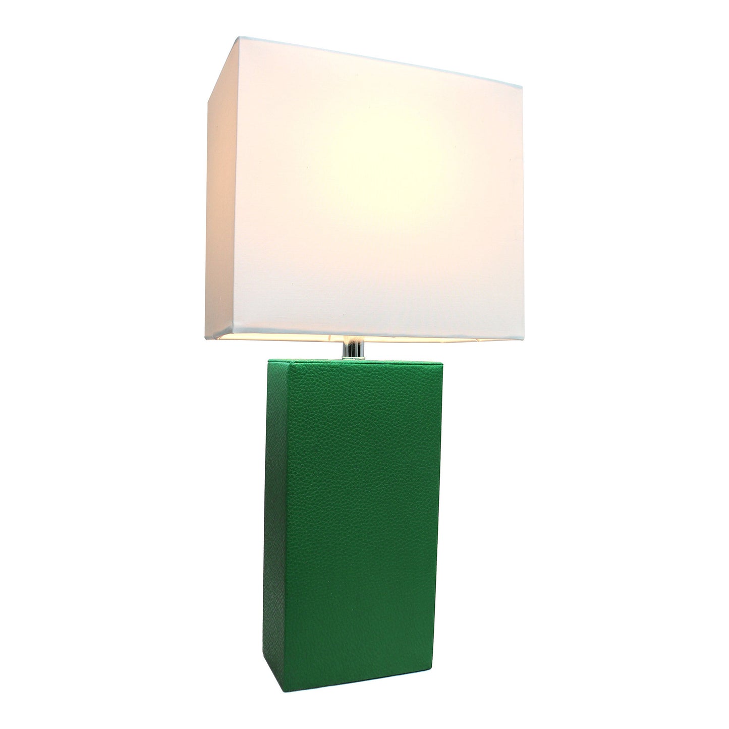 All The Rages Lalia Home Lexington 21" Green Leather Base Modern Home Bedside Table Lamp