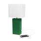 All The Rages Lalia Home Lexington 21" Green Leather Base Modern Home Décor Bedside Table Lamp With USB Charging Port