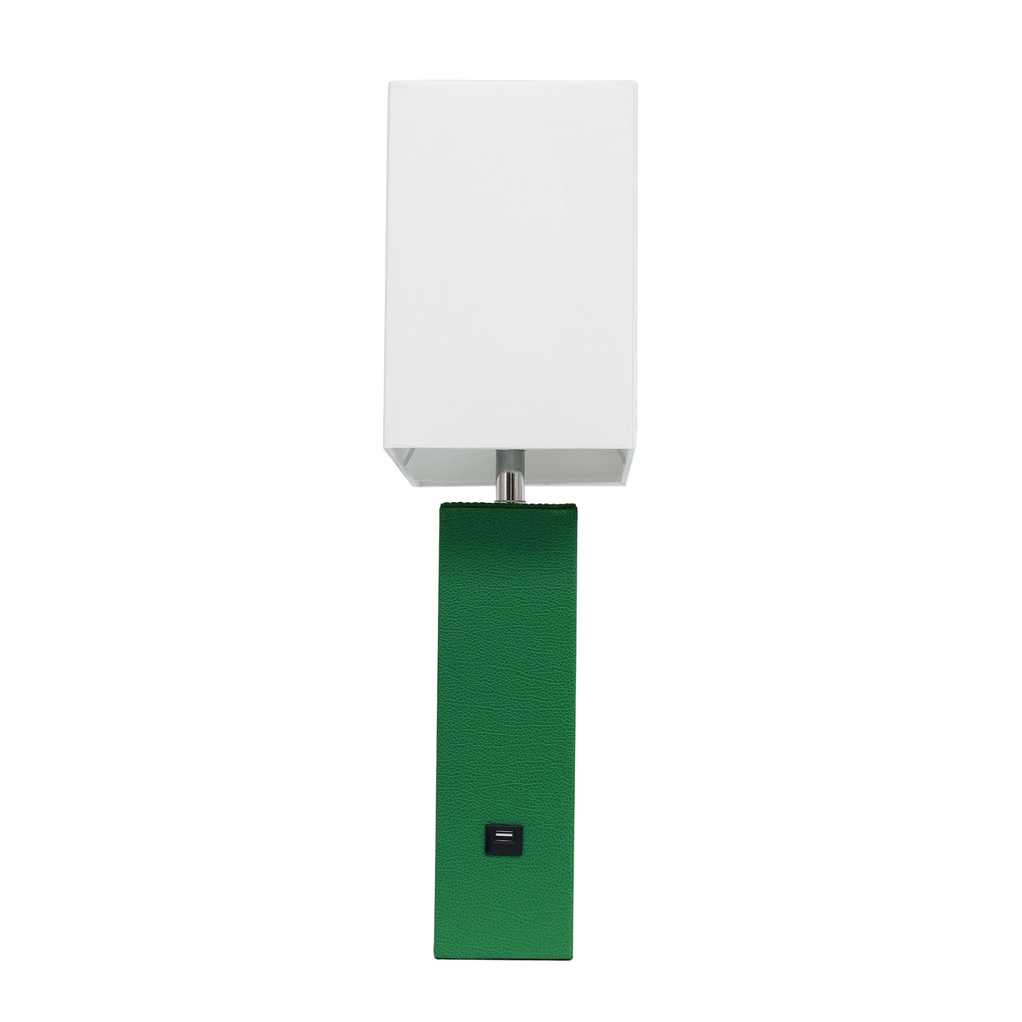 All The Rages Lalia Home Lexington 21" Green Leather Base Modern Home Décor Bedside Table Lamp With USB Charging Port