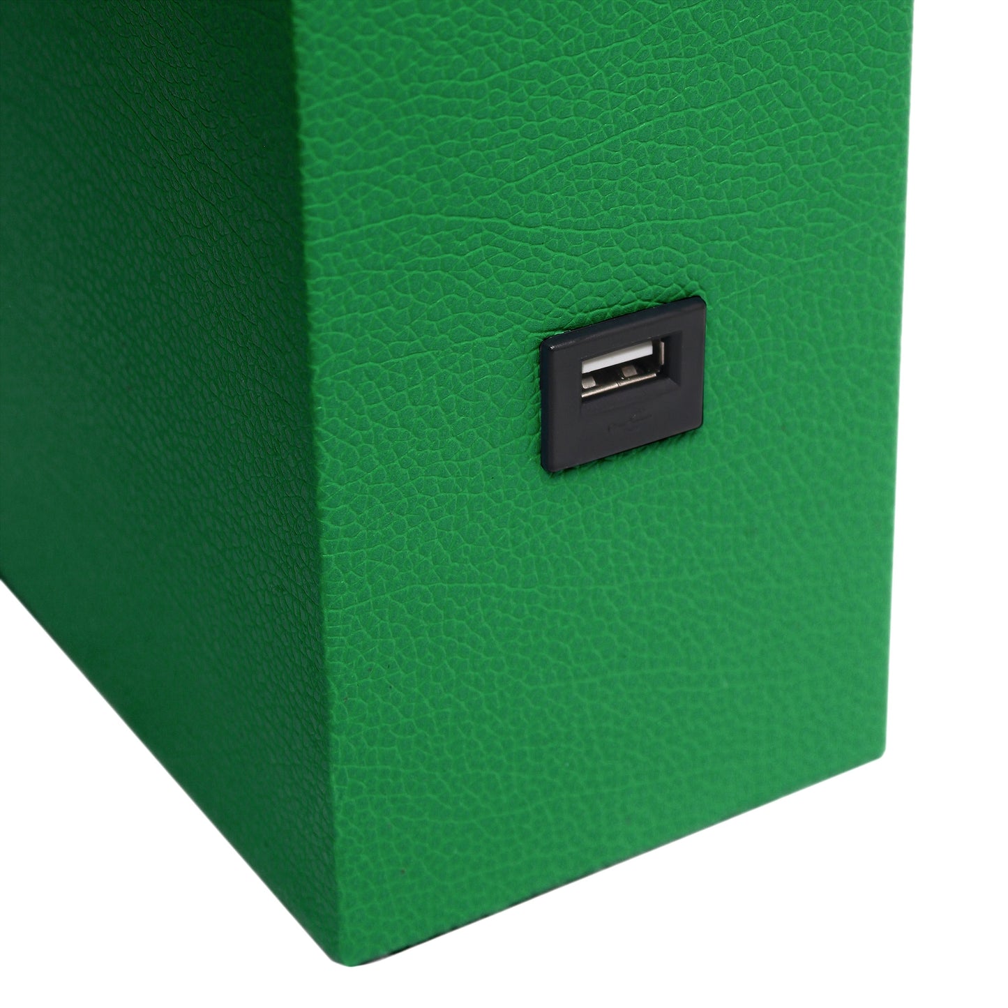 All The Rages Lalia Home Lexington 21" Green Leather Base Modern Home Décor Bedside Table Lamp With USB Charging Port