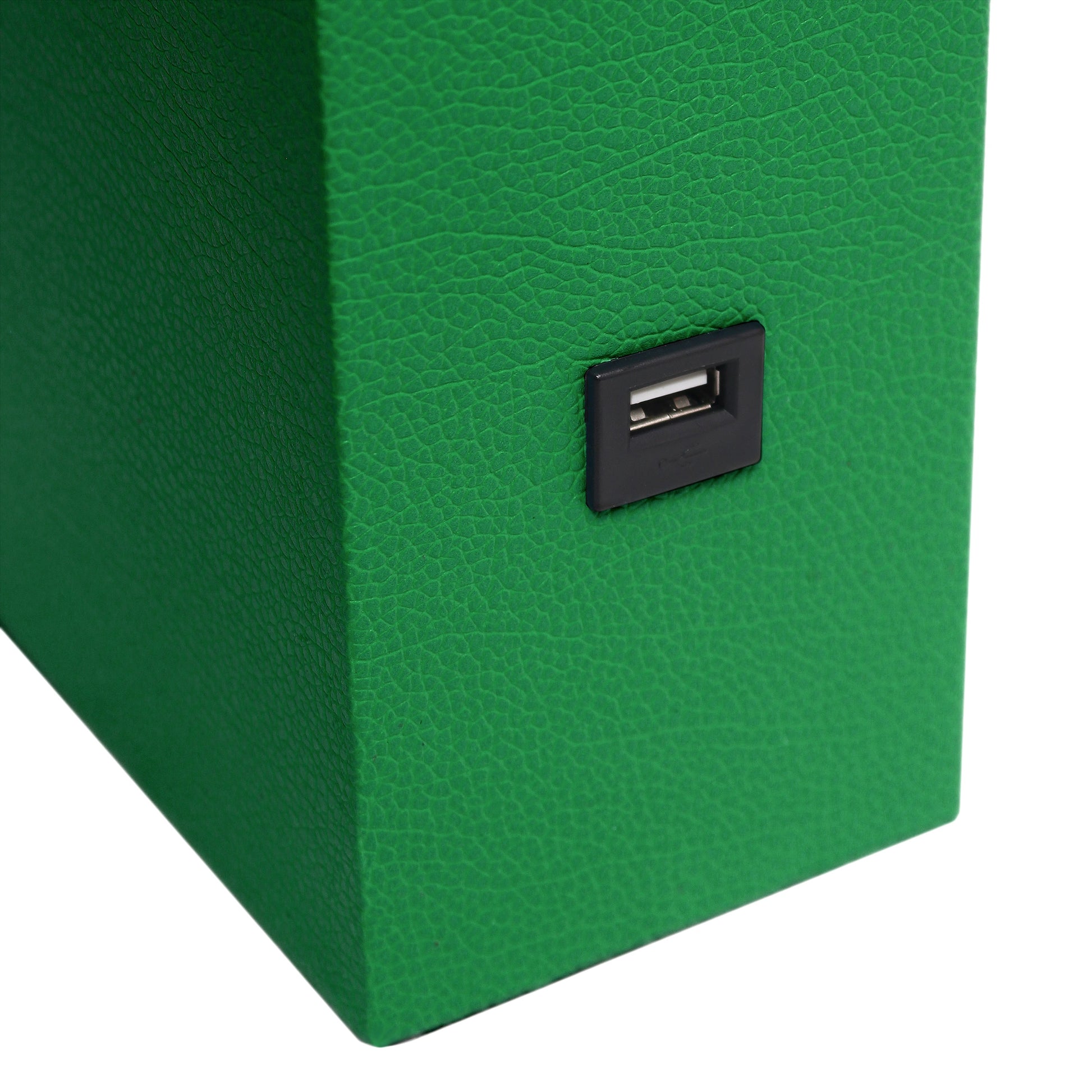 All The Rages Lalia Home Lexington 21" Green Leather Base Modern Home Décor Bedside Table Lamp With USB Charging Port