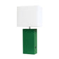 All The Rages Lalia Home Lexington 21" Green Leather Base Modern Home Décor Bedside Table Lamp With USB Charging Port