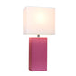 All The Rages Lalia Home Lexington 21" Hot Pink Leather Base Modern Home Bedside Table Lamp