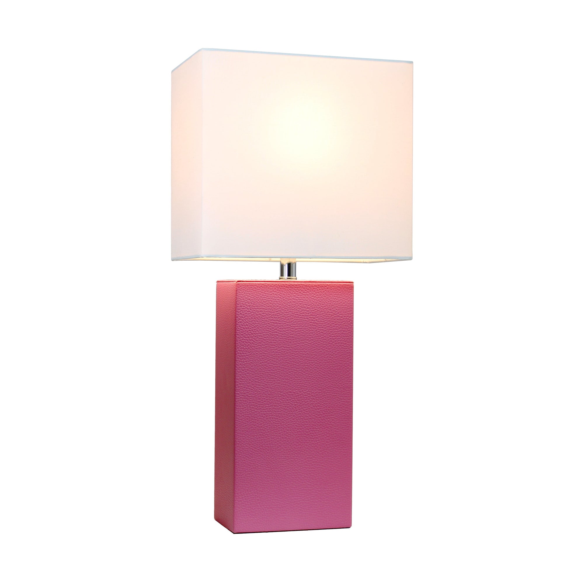 All The Rages Lalia Home Lexington 21" Hot Pink Leather Base Modern Home Bedside Table Lamp