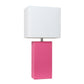 All The Rages Lalia Home Lexington 21" Hot Pink Leather Base Modern Home Bedside Table Lamp
