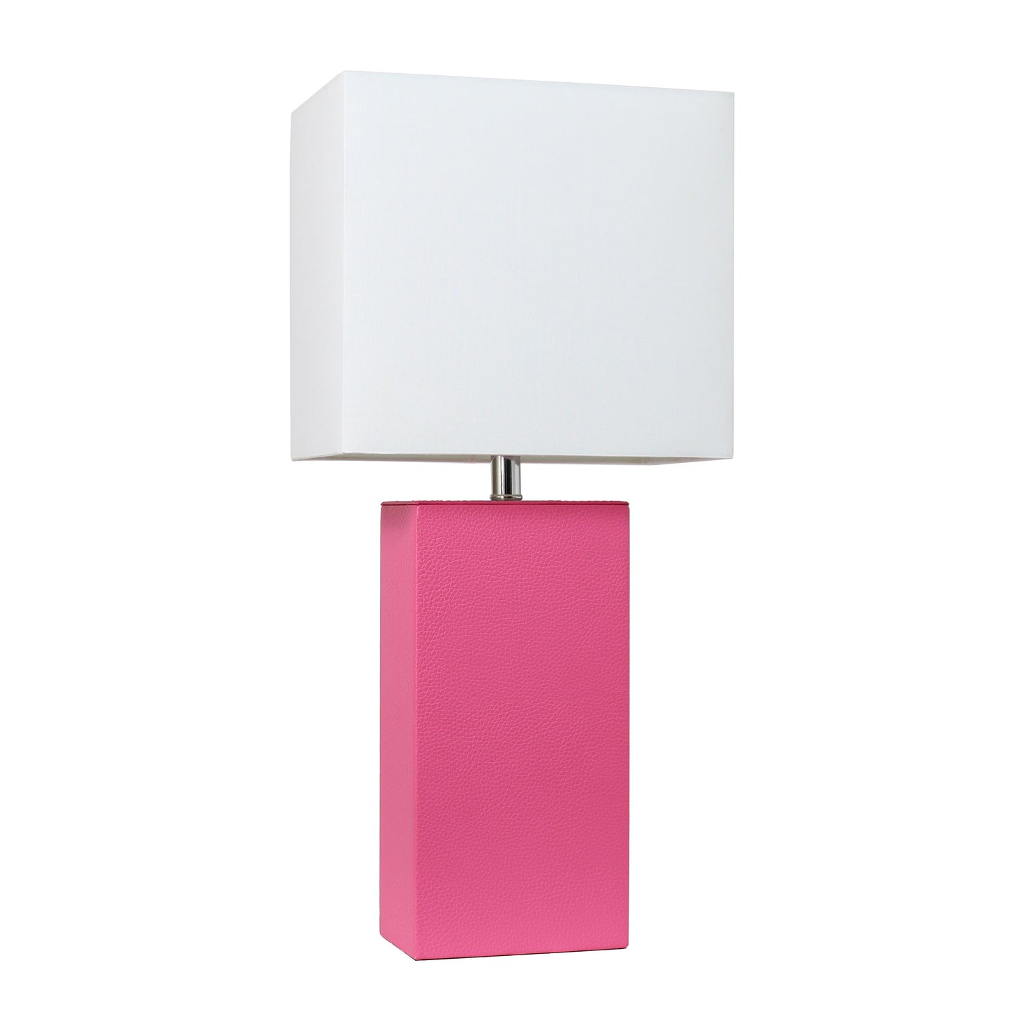 All The Rages Lalia Home Lexington 21" Hot Pink Leather Base Modern Home Bedside Table Lamp