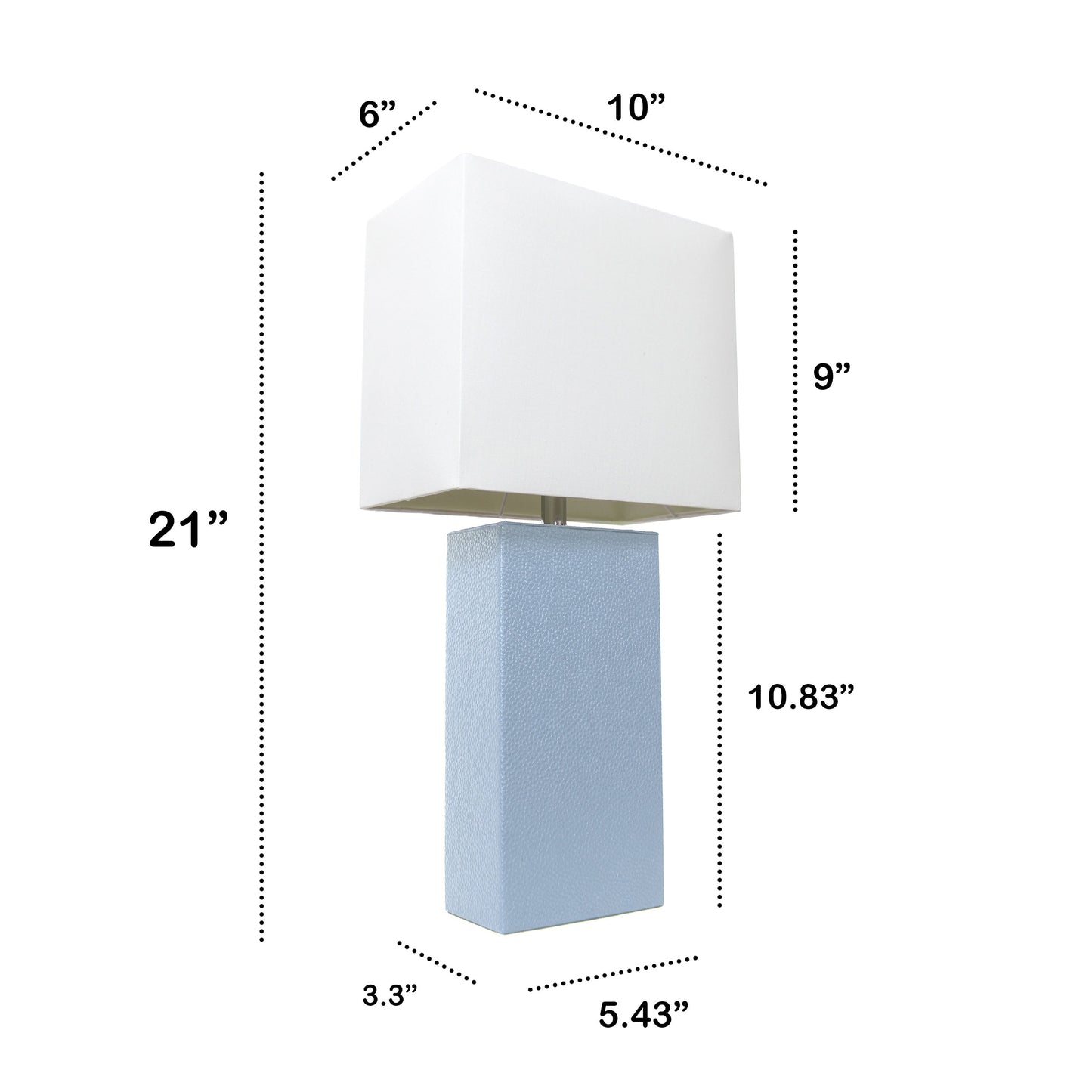 All The Rages Lalia Home Lexington 21" Periwinkle Leather Base Modern Home Bedside Table Lamp