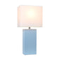 All The Rages Lalia Home Lexington 21" Periwinkle Leather Base Modern Home Bedside Table Lamp