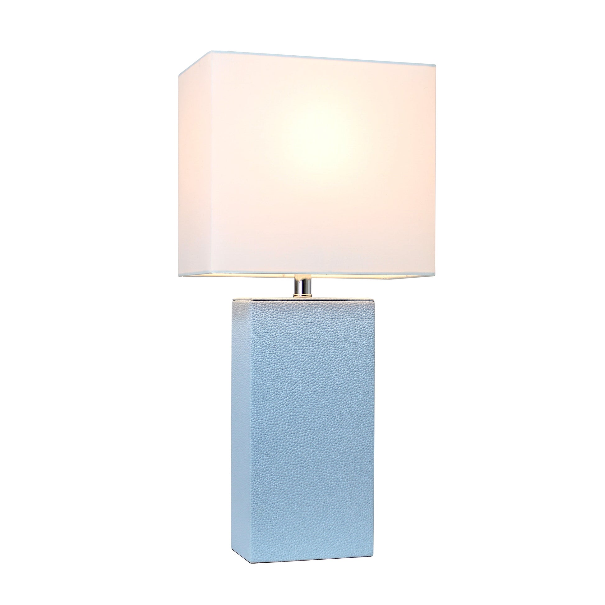 All The Rages Lalia Home Lexington 21" Periwinkle Leather Base Modern Home Bedside Table Lamp