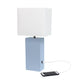 All The Rages Lalia Home Lexington 21" Periwinkle Leather Base Modern Home Décor Bedside Table Lamp With USB Charging Port