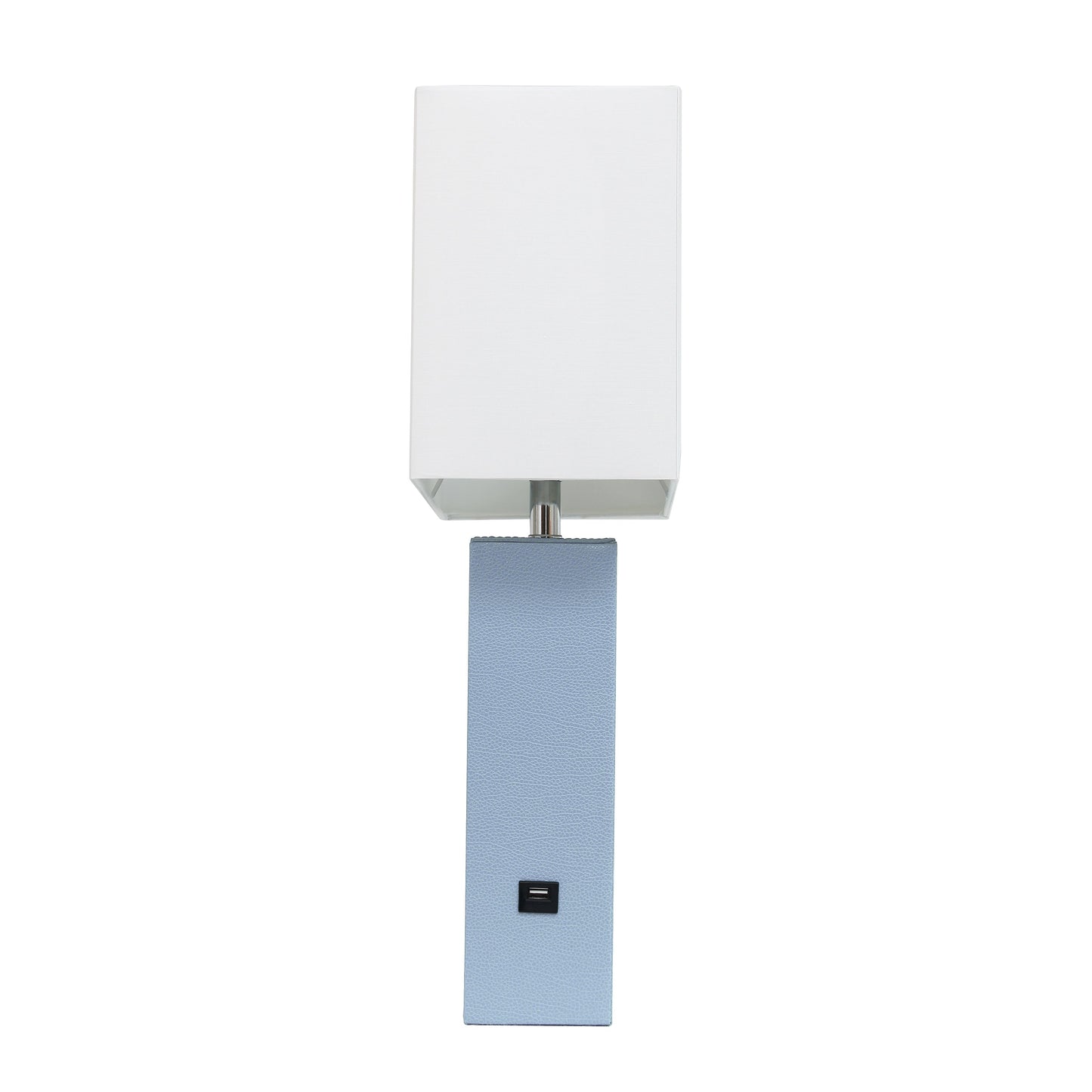 All The Rages Lalia Home Lexington 21" Periwinkle Leather Base Modern Home Décor Bedside Table Lamp With USB Charging Port