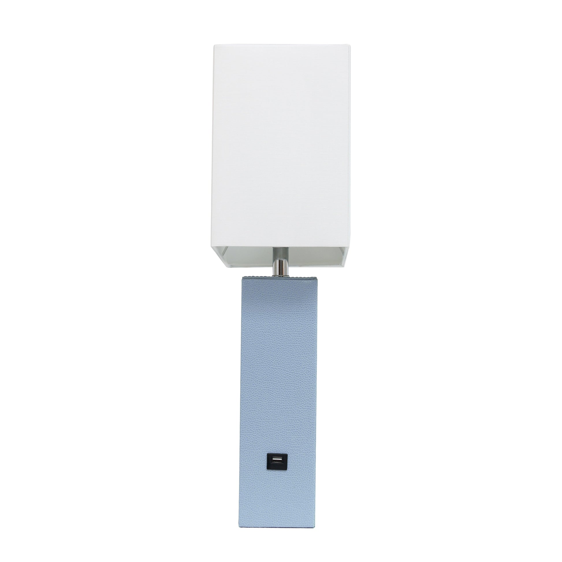 All The Rages Lalia Home Lexington 21" Periwinkle Leather Base Modern Home Décor Bedside Table Lamp With USB Charging Port