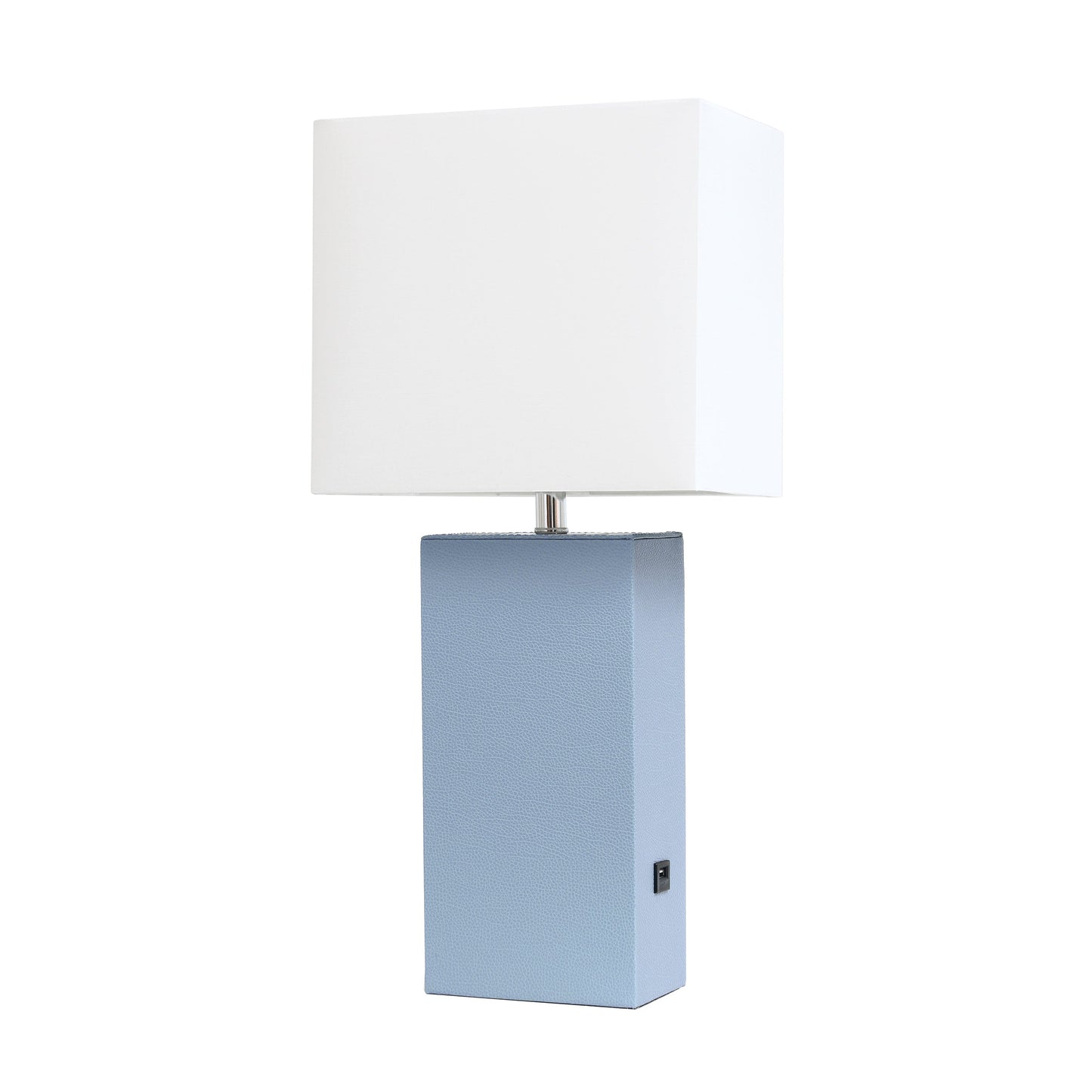 All The Rages Lalia Home Lexington 21" Periwinkle Leather Base Modern Home Décor Bedside Table Lamp With USB Charging Port