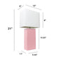 All The Rages Lalia Home Lexington 21" Pink Leather Base Modern Home Bedside Table Lamp