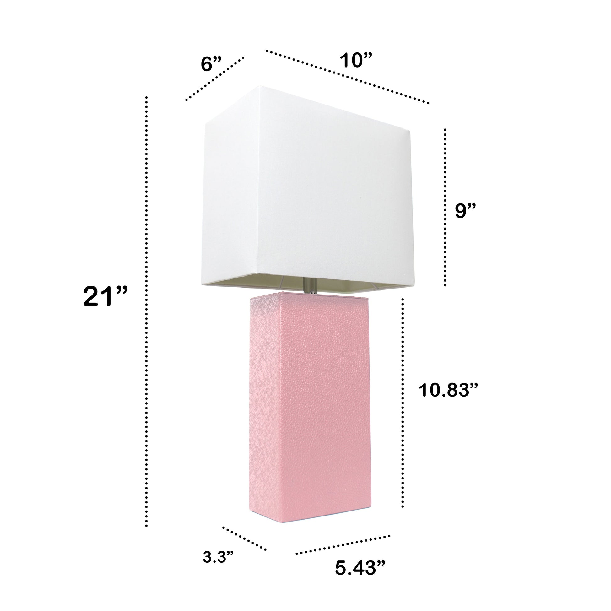 All The Rages Lalia Home Lexington 21" Pink Leather Base Modern Home Bedside Table Lamp