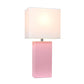 All The Rages Lalia Home Lexington 21" Pink Leather Base Modern Home Bedside Table Lamp