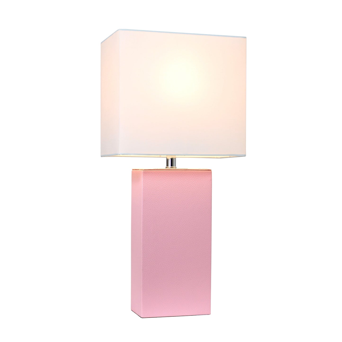 All The Rages Lalia Home Lexington 21" Pink Leather Base Modern Home Bedside Table Lamp